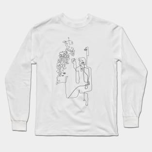 Abstract Doodle Portrait Long Sleeve T-Shirt